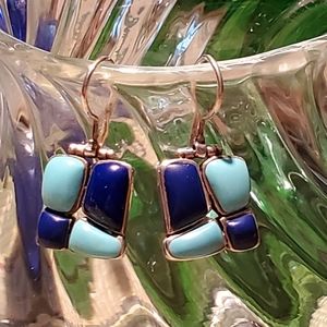 Sterling, Lapis, and Turquoise Drop Earrings